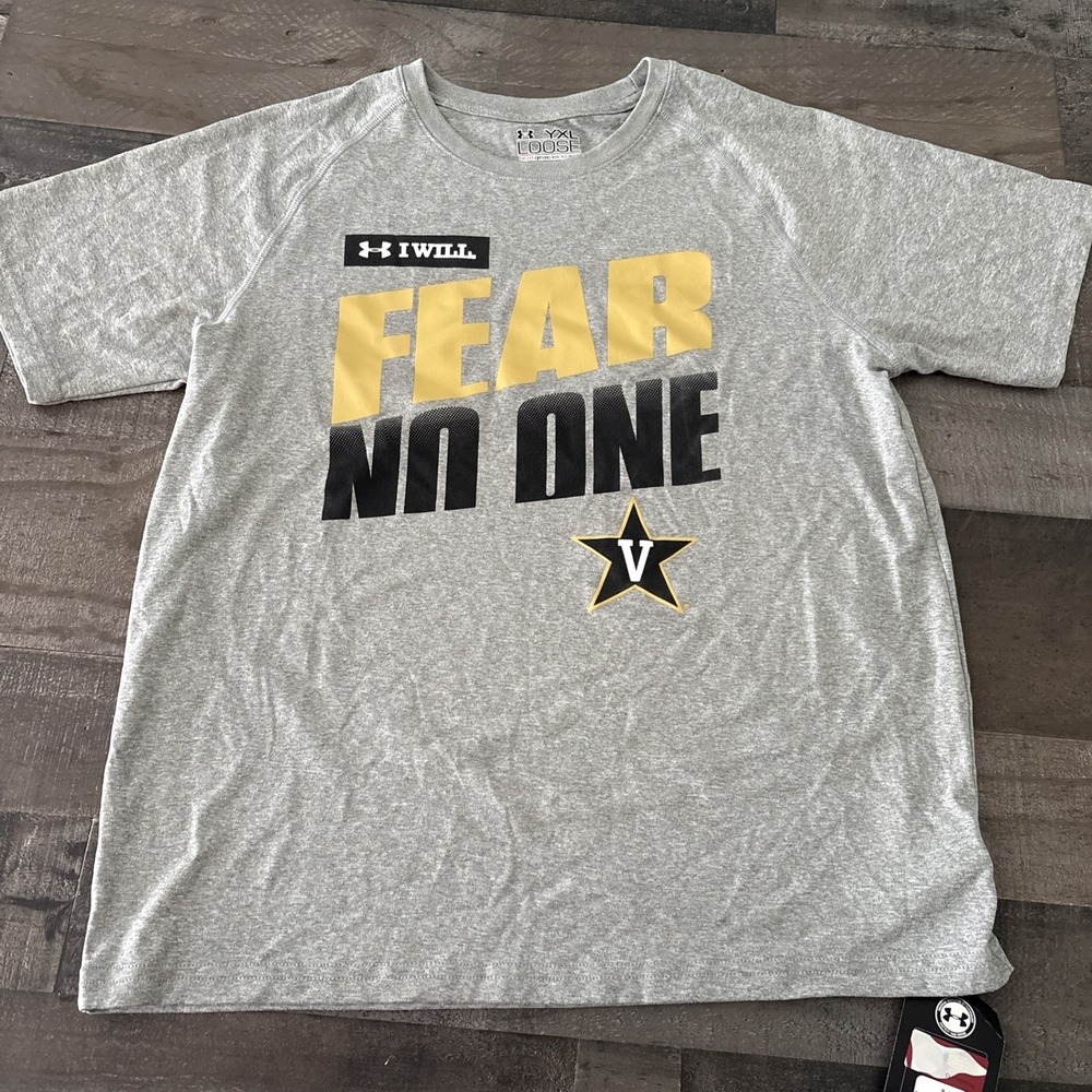 Under Armour Boys Gray Short Sleeve T-Shirt Size youth XL I Will Fear No One NWT